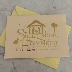 Silent Night Holy Night Christmas Greetings Card Nativity Scene Holiday Pinecone